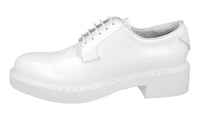 Prada Women's White Brushed Spazzolato Leather Business Shoes 1E877M