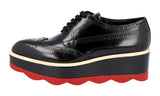 Prada Women's Black welt-sewn Leather Lace-up Shoes 1E935G