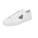 Prada Women's White Brushed Spazzolato Leather Downtown Sneaker 1E941M