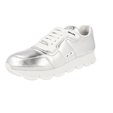 Prada Women's Silver Leather Cloud Sneaker 1E946L