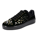 Prada Women's Black Leather Crystal Night Sky Sneaker 1E971H