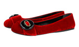 Prada Women's Red Leather Ballerina Loafers 1F765H