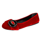 Prada Women's Red Leather Ballerina Loafers 1F765H