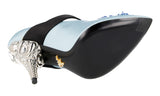 Prada Women's Blue Leather Runway Crystal Pearl Embroided Pumps / Heels 1I011I
