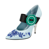 Prada Women's Blue Leather Runway Crystal Pearl Embroided Pumps / Heels 1I011I