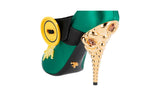 Prada Women's Green Leather Runway Crystal Pearl Embroided Pumps / Heels 1I011I