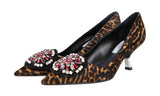 Prada Women's Multicoloured Leather Crystal Brooch Pumps / Heels 1I015G