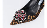 Prada Women's Multicoloured Leather Crystal Brooch Pumps / Heels 1I015G