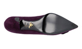 Prada Women's Purple Leather Crystal Brooch Pumps / Heels 1I015G