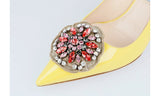 Prada Women's Yellow Leather Crystal Brooch Pumps / Heels 1I015G