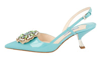 Prada Women's Turquoise Leather Pumps / Heels 1I016G