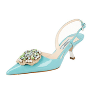 Prada Women's Turquoise Leather Pumps / Heels 1I016G