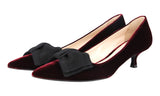 Prada Women's Red Leather Ribbon Bow Pumps / Heels 1I024H