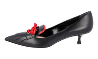 Prada Women's Black Brushed Spazzolato Leather Lace-up Pumps / Heels 1I135H