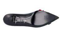 Prada Women's Black Brushed Spazzolato Leather Lace-up Pumps / Heels 1I135H