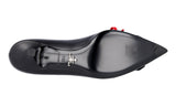 Prada Women's Black Brushed Spazzolato Leather Lace-up Pumps / Heels 1I135H