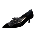 Prada Women's Black Leather Lace-up Fringes Pumps / Heels 1I135H