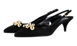 Prada Women's Black Leather Sling-back Sandals Pumps / Heels 1I166I
