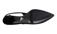 Prada Women's Black Leather Sling-back Sandals Pumps / Heels 1I166I