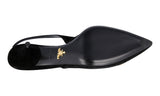 Prada Women's Black Leather Sling-back Sandals Pumps / Heels 1I166I
