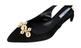 Prada Women's Black Leather Sling-back Sandals Pumps / Heels 1I166I