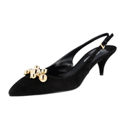 Prada Women's Black Leather Sling-back Sandals Pumps / Heels 1I166I