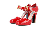 Prada Women's Red Leather Mary Jane Pumps / Heels 1I171H