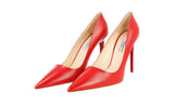 Prada Women's Red High-Quality Saffiano Leather Pumps / Heels 1I221F