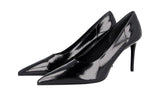 Prada Women's Black Leather Naplak Stretch Pumps / Heels 1I228L