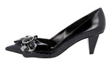 Prada Women's Black Brushed Spazzolato Leather Pumps / Heels 1I462H