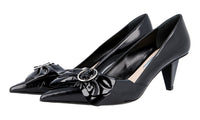 Prada Women's Black Brushed Spazzolato Leather Pumps / Heels 1I462H