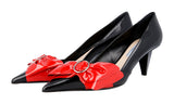 Prada Women's Multicoloured Brushed Spazzolato Leather Bow Pumps / Heels 1I462H