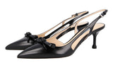 Prada Women's Black Leather Sling Pumps / Heels 1I512L