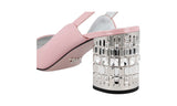 Prada Women's Pink Leather Crystal Sling Back Pumps / Heels 1I547I