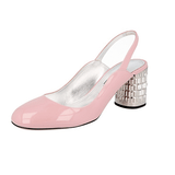 Prada Women's Pink Leather Crystal Sling Back Pumps / Heels 1I547I