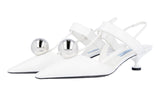 Prada Women's White Brushed Spazzolato Leather Pumps / Heels 1I693G