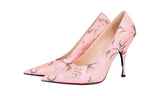 Prada Women's Pink Lurex Lame Brocade Pumps / Heels 1I705I