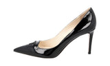 Prada Women's Black Leather Monochrome Logo Stiletto Pumps / Heels 1I715I