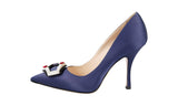 Prada Women's Blue Leather Crystal Kristall Raso Jewels Brooch Brosche Pumps / Heels 1I722F