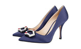 Prada Women's Blue Leather Crystal Kristall Raso Jewels Brooch Brosche Pumps / Heels 1I722F