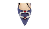 Prada Women's Blue Leather Crystal Kristall Raso Jewels Brooch Brosche Pumps / Heels 1I722F