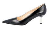 Prada Women's Black High-Quality Saffiano Leather Pumps / Heels 1I831D