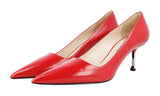 Prada Women's Red Saffiano Leather Pumps / Heels 1I831D