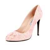Prada Women's Pink Leather Sequins Pumps / Heels 1I893E
