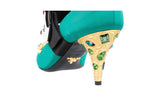 Prada Women's Green Leather Runway Crystal Brooch Pumps / Heels 1I911H
