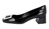 Prada Women's Black Leather Crystal Brooch Pumps / Heels 1I913F