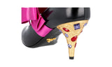 Prada Women's Black Brushed Spazzolato Leather Runway Rhinestone Bow Pumps / Heels 1I981H