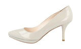 Prada Women's Grey Leather Pumps / Heels 1IP069