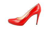 Prada Women's Red Saffiano Leather High Heels Stilettos Pumps / Heels 1IP079