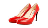 Prada Women's Red Saffiano Leather High Heels Stilettos Pumps / Heels 1IP079